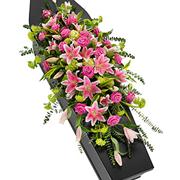 Pink Rose and Lily Casket Spray