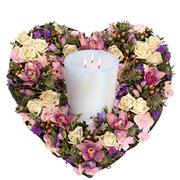 Pastel Heart and Candle Arrangement
